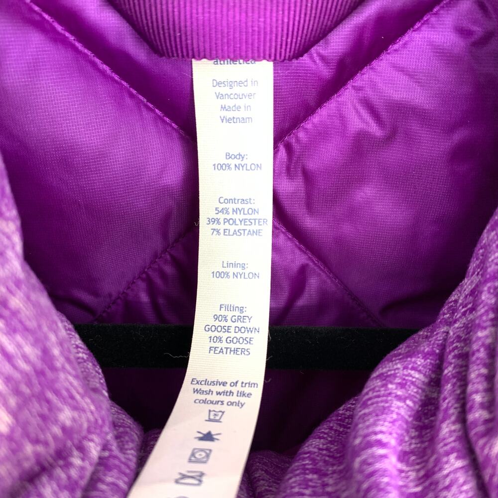 Lululemon Down For A Run Quilted Puffer Vest Womens Size 10 Purple Heather - Picture 6 of 7